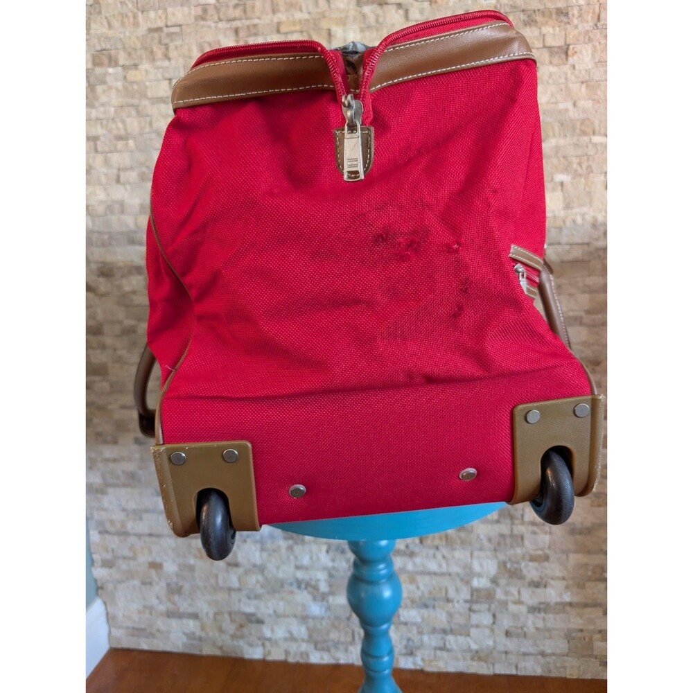 Tommy Hilfiger Red Heritage Prep Vintage Aesthetic Luggage Rolling Duffle Tote image 9